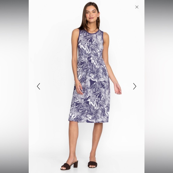 Johnny Was Dresses & Skirts - Johnny Was Carioca Easy Fit Tank Dress Size L Royal Blue White Tropical Print